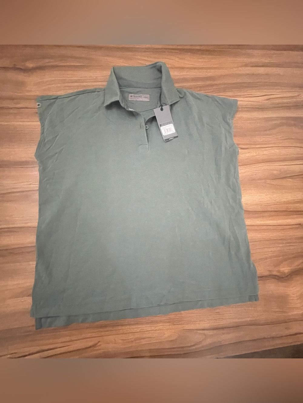 FIGS PRO Technical Pique Ella Sleeveless Srub Polo Shirt Olive Green XS